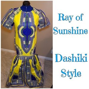 Ray of Sunshine African Wax Prints Dress